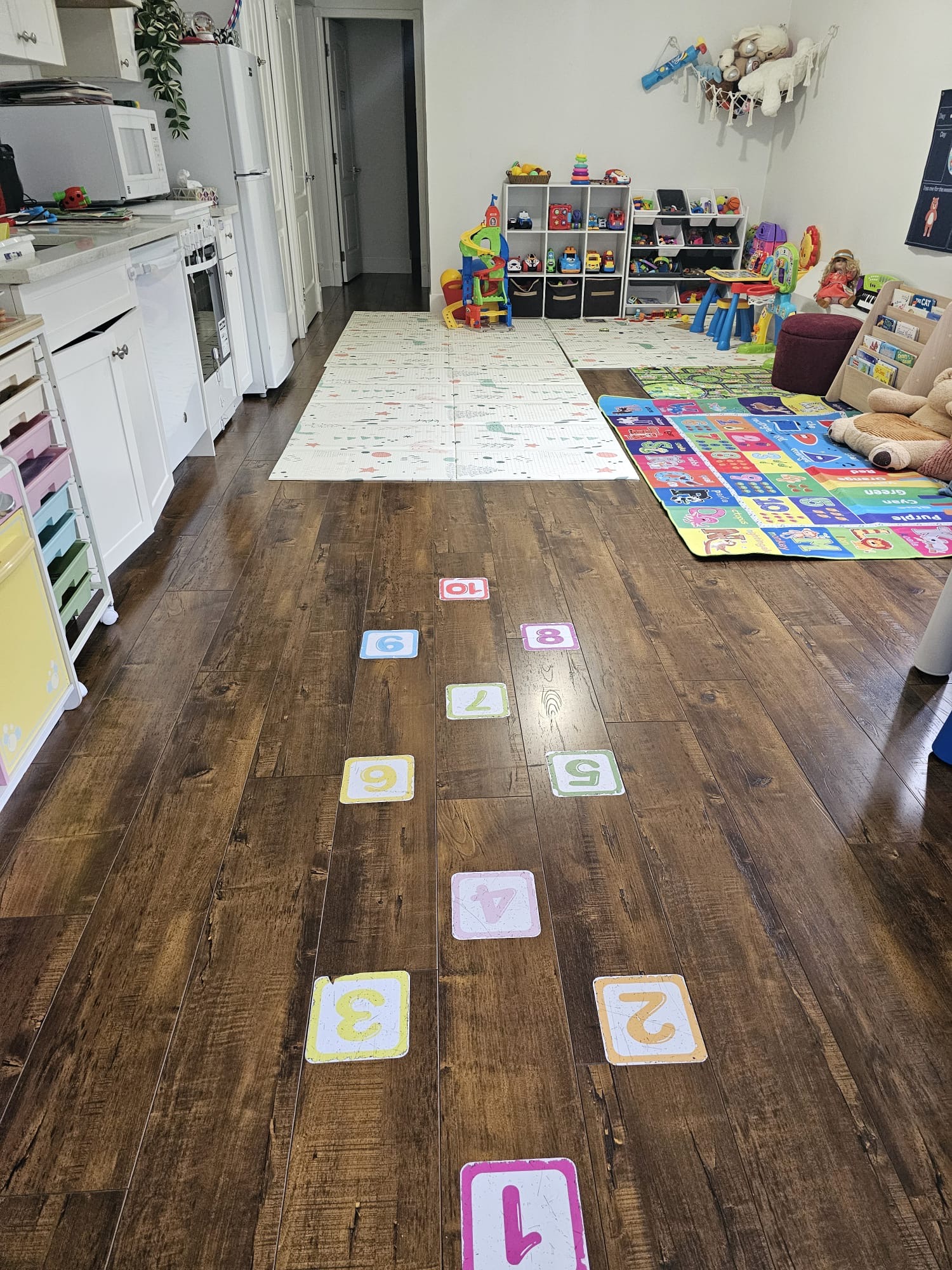 Hopscotch numbers on the floor